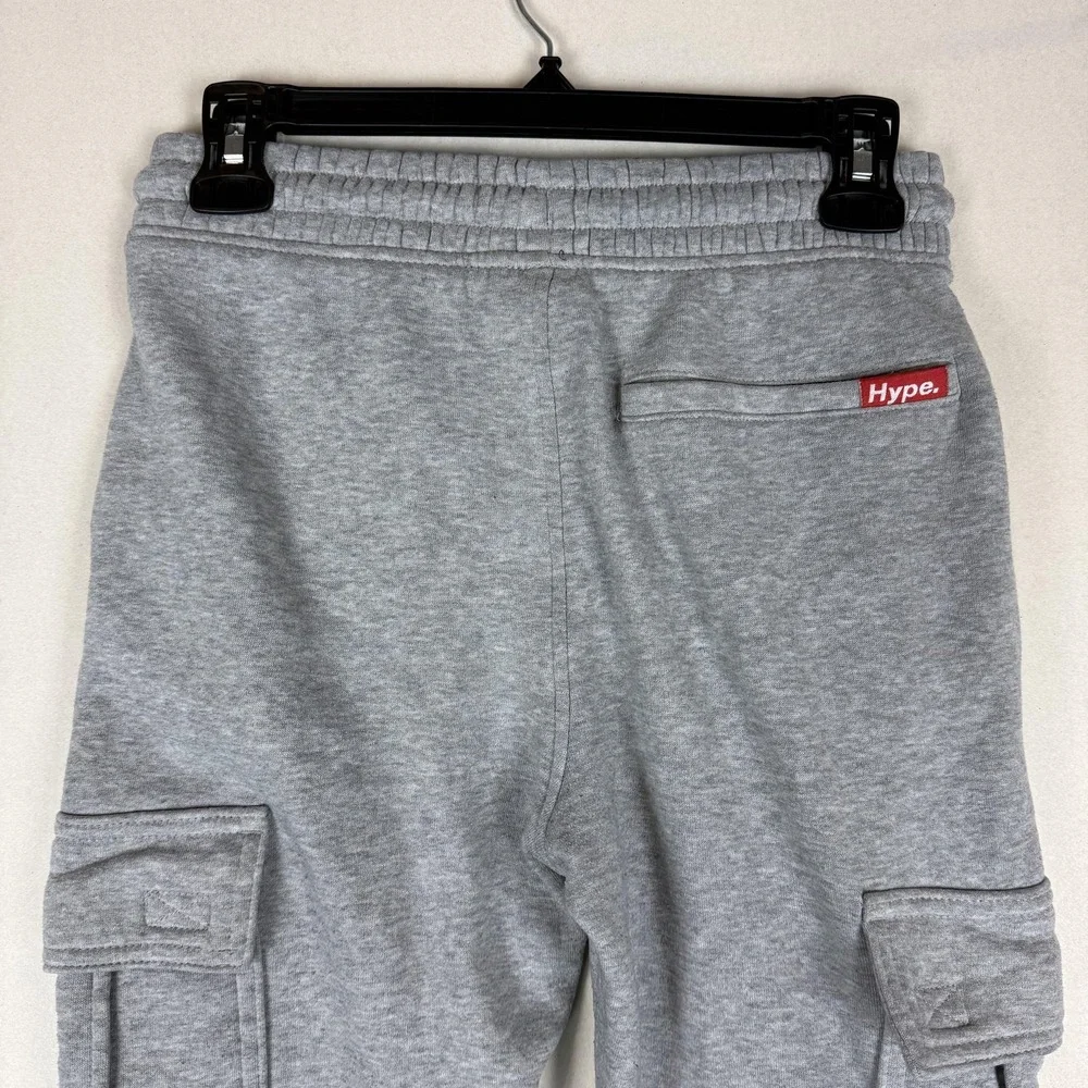 Hype. Pants Teens Small Gray Fleece Cargo Jogger Elastic‎ Waist Pockets